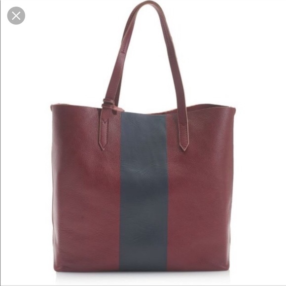 Crew Bags Jcrew Downing Tote Colorblock Stripe Red Navy